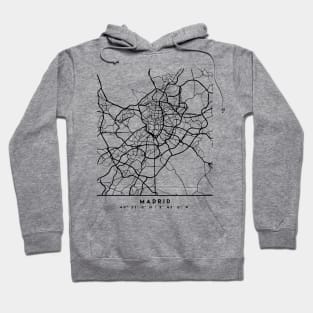 MADRID SPAIN BLACK CITY STREET MAP ART Hoodie